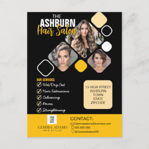 Hair Stylist Poster Custom Design in Black yellow Postcard