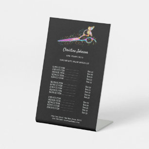 hair stylist price list pedestal sign
