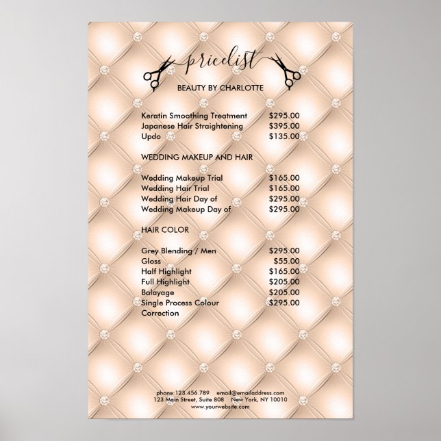 Hair Stylist Pricelist Poster (Front)