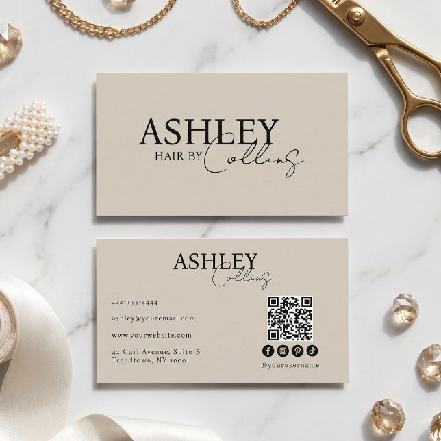 Hair Stylist QR Code Business Card (Creator Uploaded)