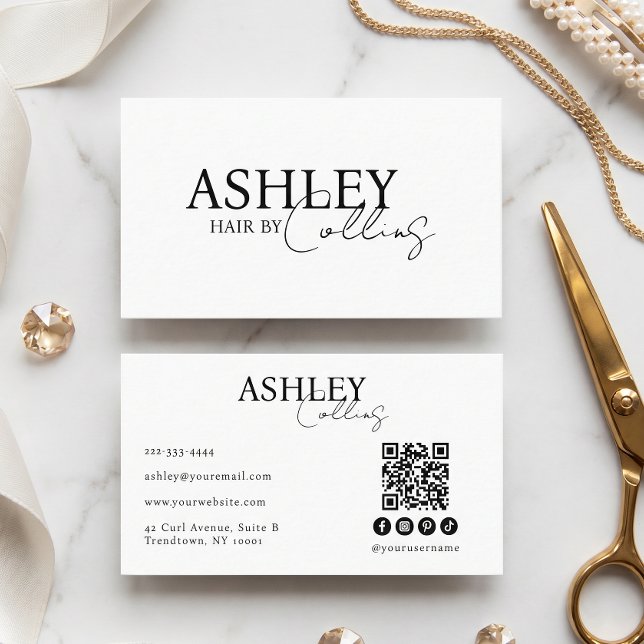 Hair Stylist QR Code Business Card (Creator Uploaded)