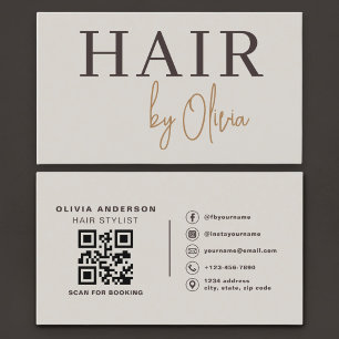 Hair Stylist QR Code Earthy Neutral Business Card