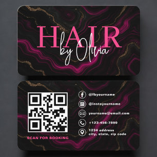 Hair Stylist QR Code Modern Business Card