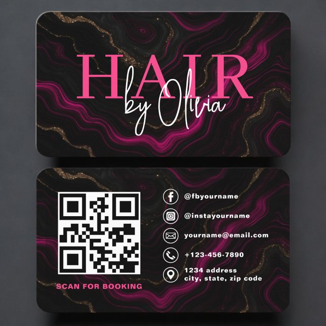 Hair Stylist QR Code Modern Business Card (Creator Uploaded)