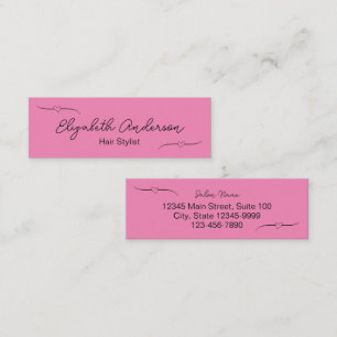 Hair Stylist Real Pink & Black Handwritten Script Calling Card