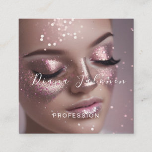 Hair Stylist Rose DripGlitter Hairdresser Scissors Square Business Card