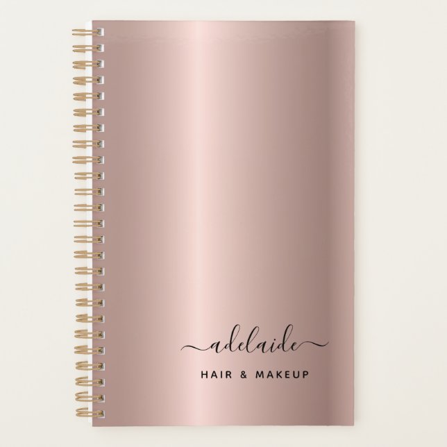 Hair Stylist Rose Gold Beauty Salon Makeup Artist Planner (Front)