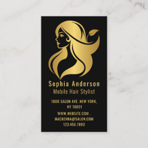 Hair Stylist Rose Gold Calligraphy Beauty Salon Business Card
