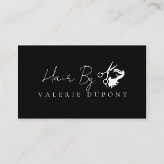 Hair Stylist Rose Gold Glitter Black Beauty Salon Business Card