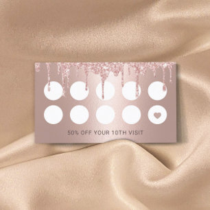 Hair Stylist Rose Gold Glitter Drips Salon Loyalty Card