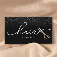 Hair Stylist Rose Gold Scissor Black Glitter Salon