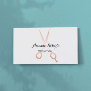 Hair Stylist Rose Gold Scissor Salon Minimalist Business Card