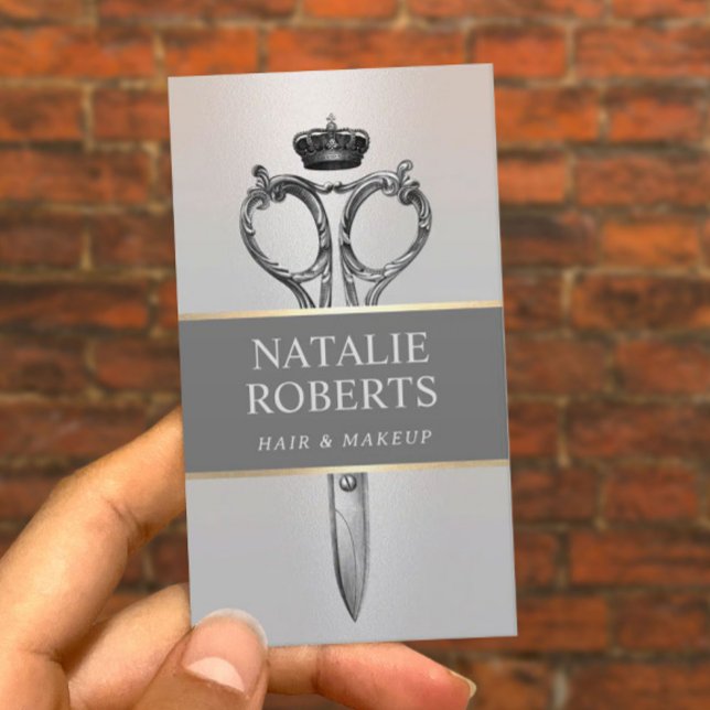 Hair Stylist Royal Scissor Beauty Salon Silver Appointment Card (Creator Uploaded)