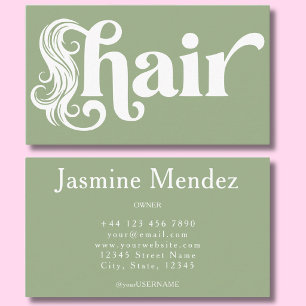 Hair Stylist Sage Green White Professional Salon Business Card