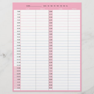 Hair stylist salon 1-day appointment book pages custom letterhead