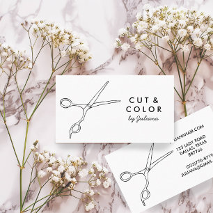Hair Stylist Salon Chic Scissors Line Art Minimal  Business Card