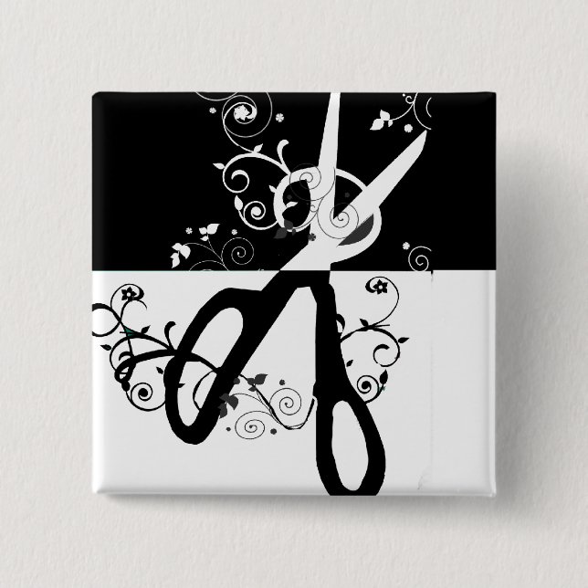 Hair Stylist Salon Chic Trendy  Scissors Fashion 15 Cm Square Badge (Front)