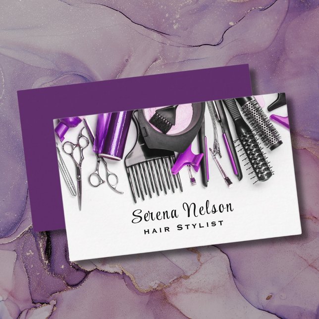 Hair stylist Salon Hairdresser Tools Beauty Business Card (Creator Uploaded)