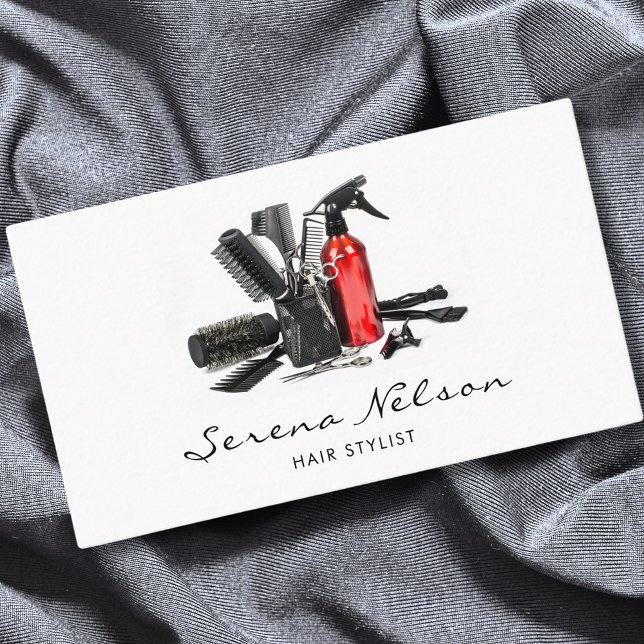 Hair Stylist Salon Hairdresser Tools Beauty Business Card (Creator Uploaded)
