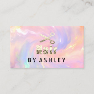 Hair Stylist Salon Holographic Appointment Gold Business Card