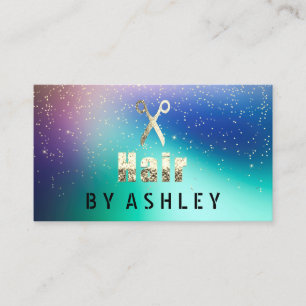 Hair Stylist Salon Navy Gold Confetti Appointment Business Card