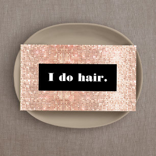 Hair Stylist Salon Rose Gold Faux Sequins  Business Card