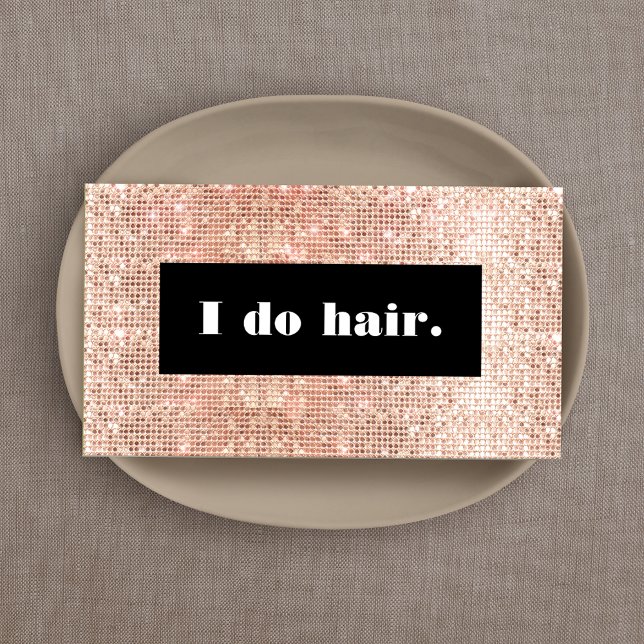 Hair Stylist Salon Rose Gold Faux Sequins  Business Card (Creator Uploaded)