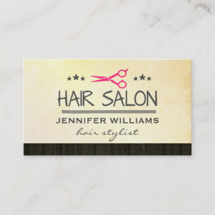 Hair Stylist Salon Shears Wood Trim Business Card
