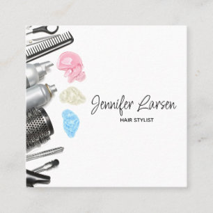 Hair Stylist Salon Tools Beauty Square Business Card