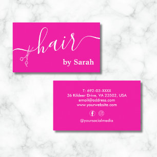 Hair Stylist Scissor Barber Shop Hot Pink Custom Business Card