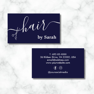Hair Stylist Scissor Barber Shop Navy Blue Custom Business Card