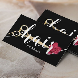 Hair Stylist Scissor & Flower Typography Salon Business Card