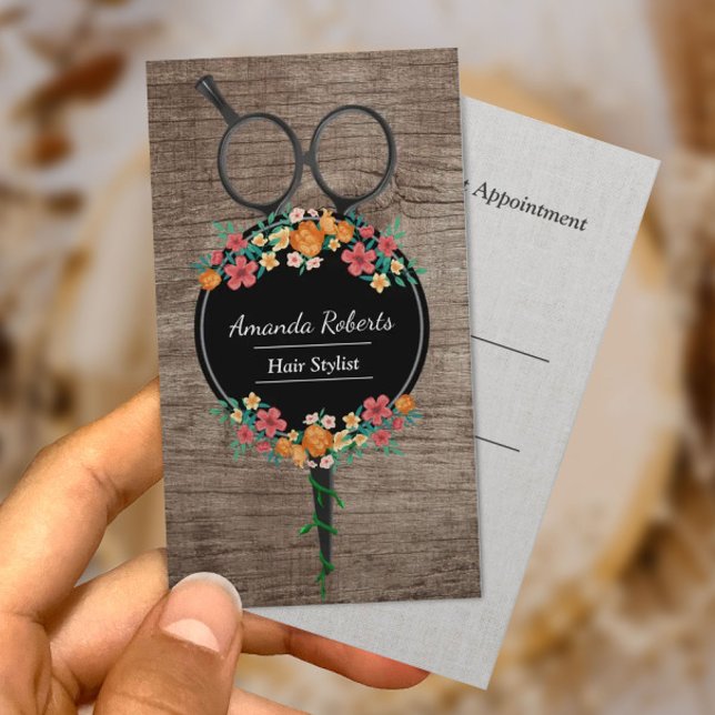 Hair Stylist Scissor & Flowers Wood Appointment (Creator Uploaded)