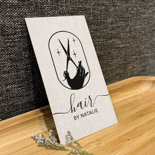 Hair Stylist Scissor & Hand Logo Beauty Salon Business Card