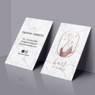 Hair Stylist Scissor Hand Logo Marble Hairstylist Business Card
