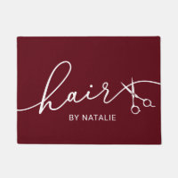 Hair Stylist Scissor Script Beauty Salon Red