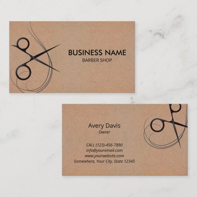 Hair Stylist Scissors and Hairs Barber Elegant Business Card (Front/Back)