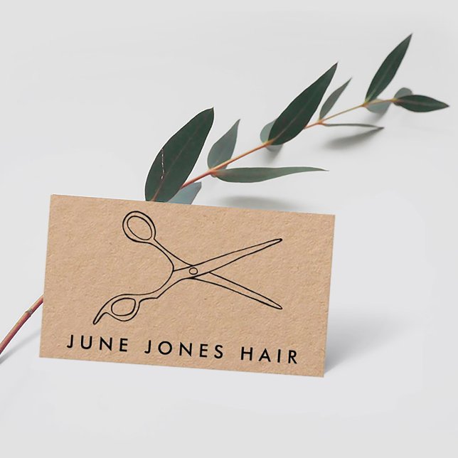 Hair Stylist Scissors Chic Drawing Barber CUSTOM Business Card (Creator Uploaded)