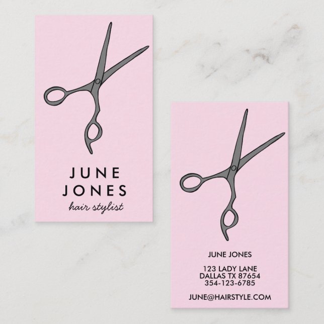 Hair Stylist Scissors Chic Minimal Line Art CUSTOM Business Card (Front/Back)