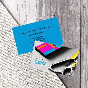 Hair Stylist Scissors Colourful Custom Business Card