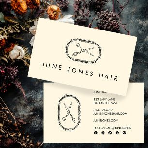 Hair Stylist Scissors Elegant Chic Social Media Business Card