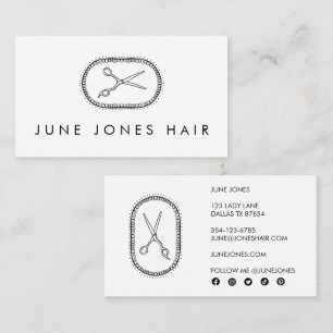 Hair Stylist Scissors Elegant Chic Social Media Business Card