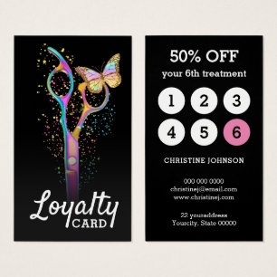 hair stylist scissors loyalty card