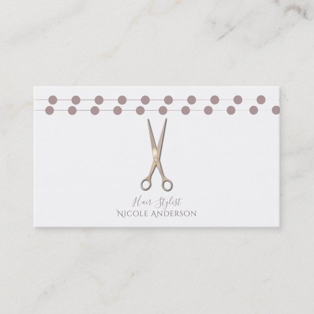 Hair Stylist Scissors Minimal Mauve Blush Pink Business Card (Front)