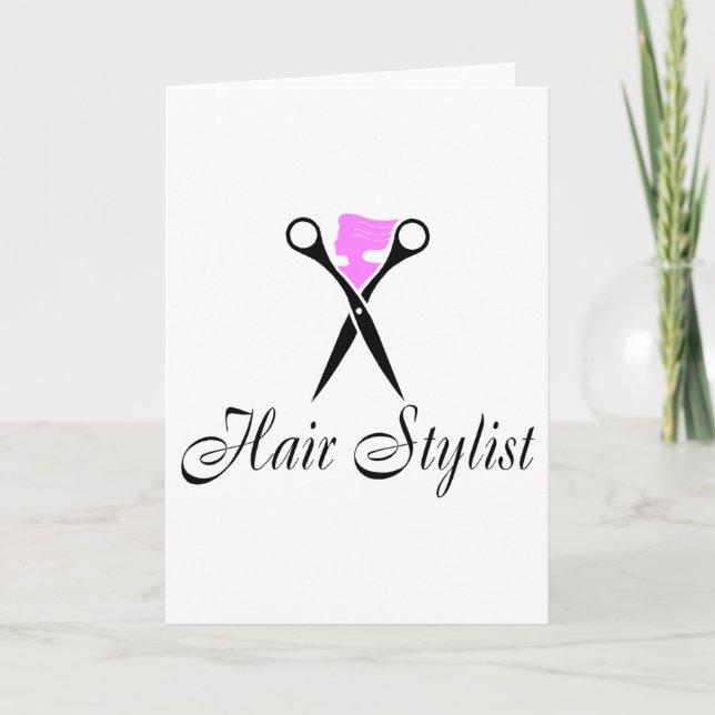 Hair Stylist (Scissors/Pink) Holiday Card (Front)