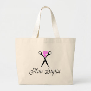 Hair Stylist (Scissors/Pink) Large Tote Bag