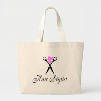 Hair Stylist (Scissors/Pink) Large Tote Bag