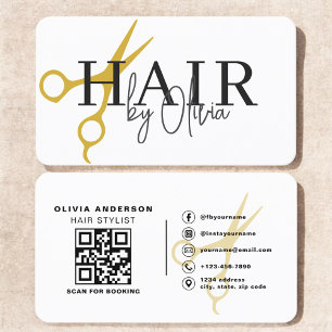 Hair Stylist Scissors QR Code  Business Card