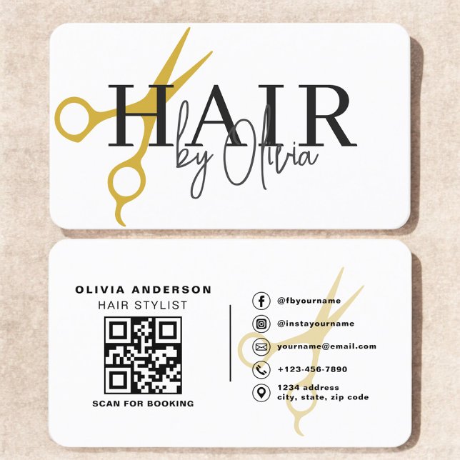 Hair Stylist Scissors QR Code  Business Card (Creator Uploaded)