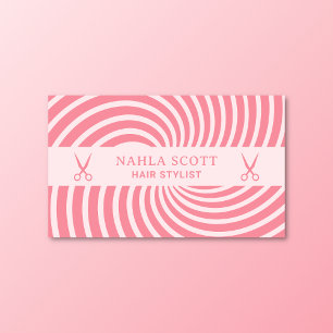 Hair Stylist Scissors Retro Groovy Pink Swirls Business Card